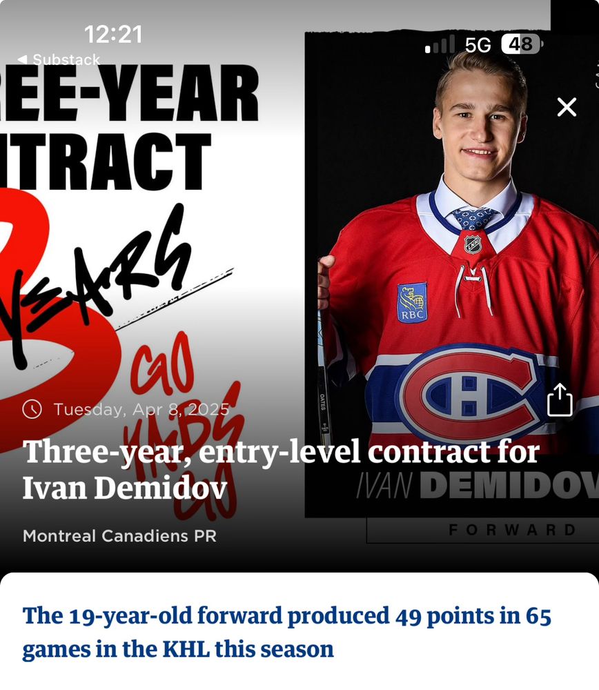 Demidov signs an entry level deal. 