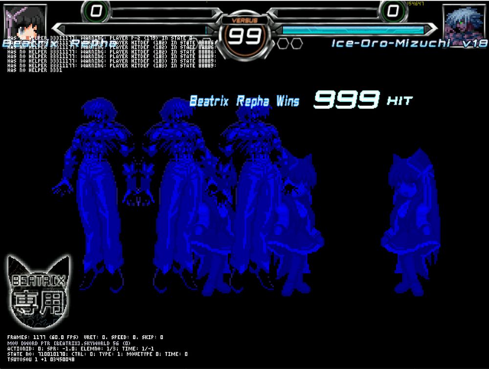 Kill confirm for ice-oro-Mizuchi's 12th palette, widely regarded as one of the strongest nulls of the era it came from. As he's not killable by conventional methods, this kill confirm required exploiting his own code alongside some other stability-oriented workarounds.