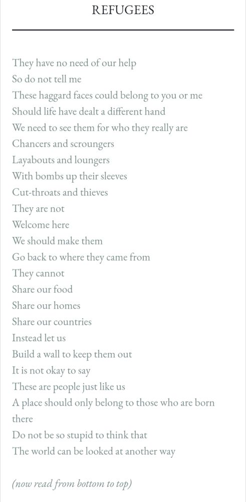 Brian Bilston poem - Refugees 