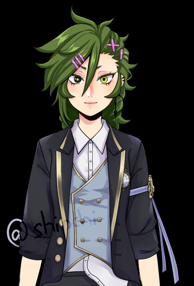 my twisted wonderland oc in the style of the in game live2d models