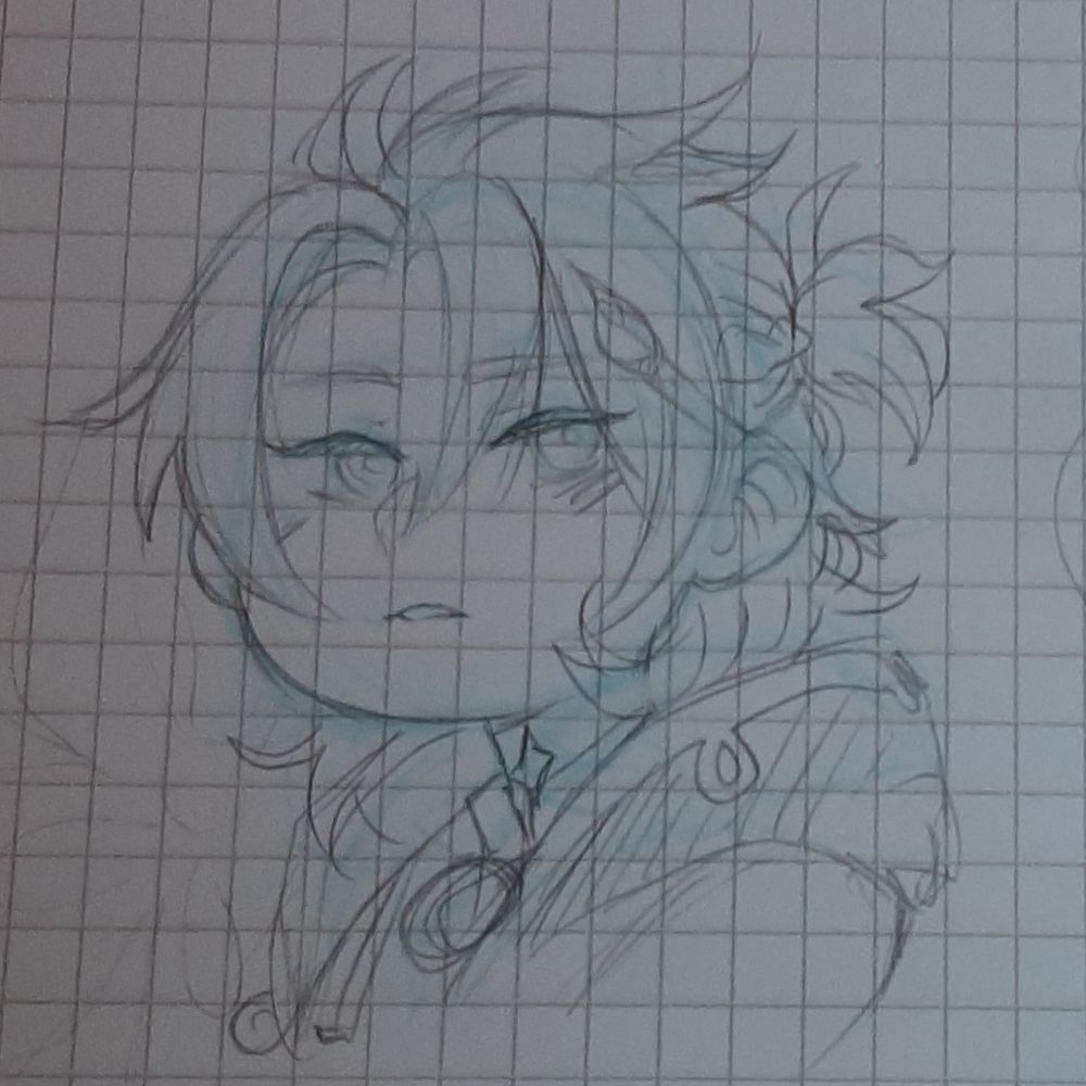 chibi doodle of albedo from genshin impact