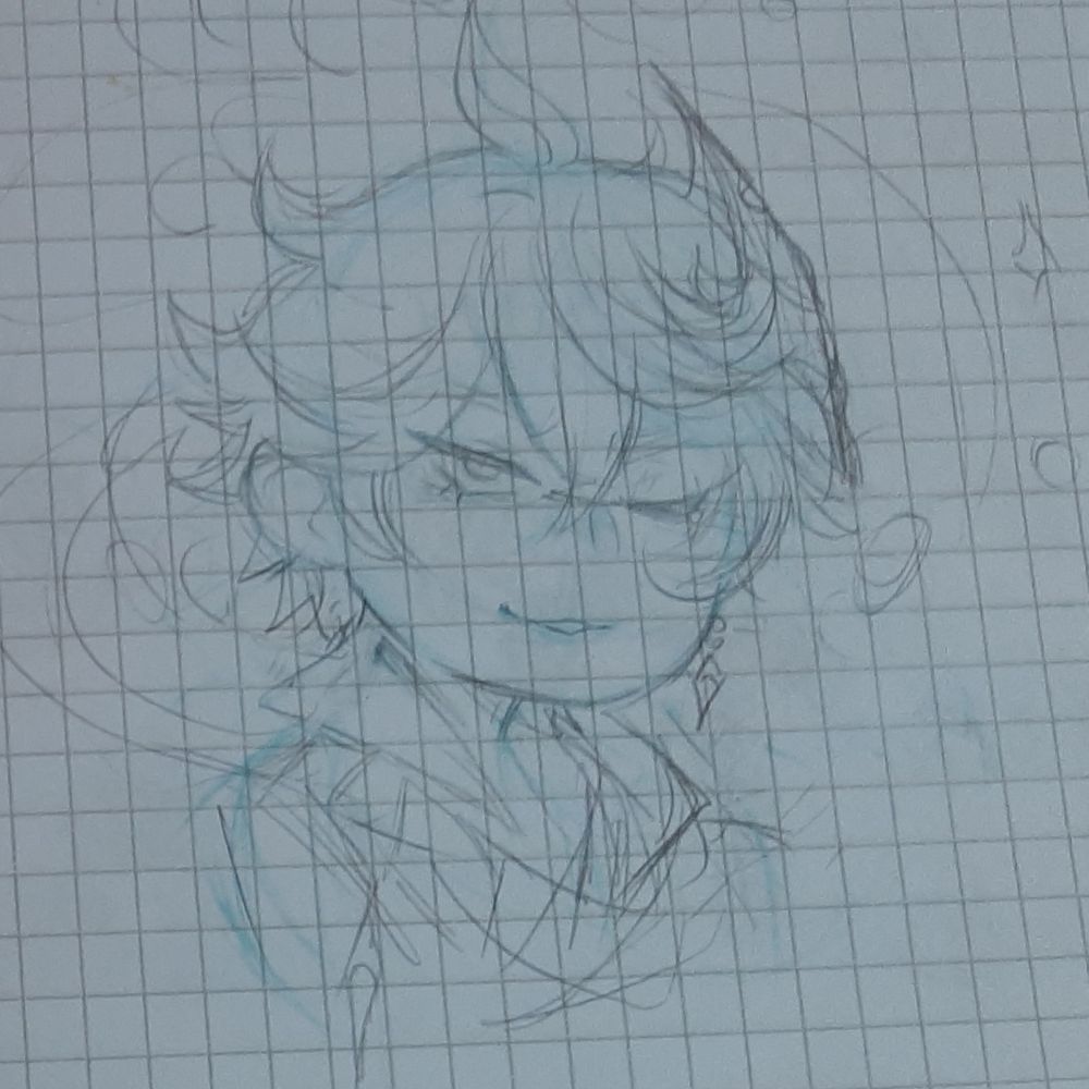 chibi doodle of childe aka tartaglia from genshin impact