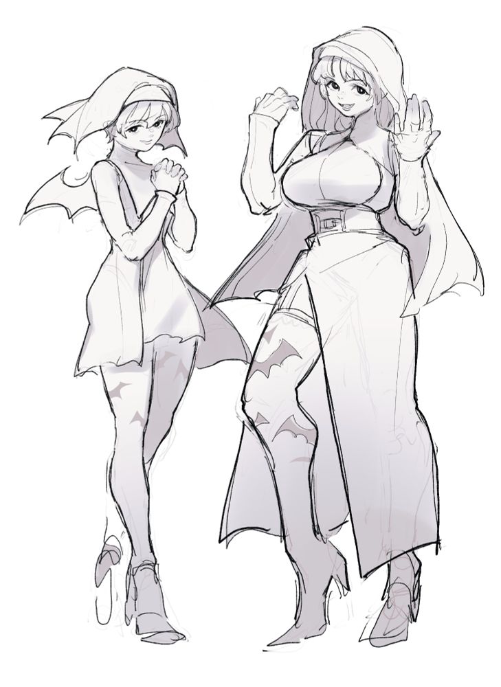 a costume concept for the aensland sisters.

They might've crashed into felicia's crib 