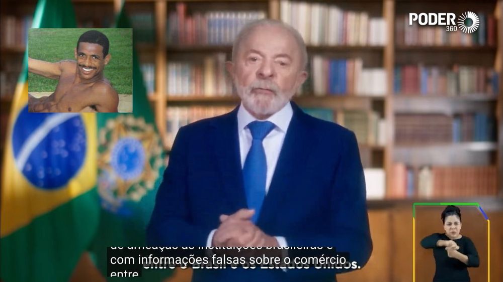 lula fala à nação com foto do vampeta nu no canto da tela