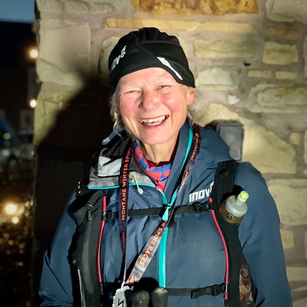 A smiling Nicky Spinks at the wall in Kirk Yetholm after her well-deserved Challenger North win!