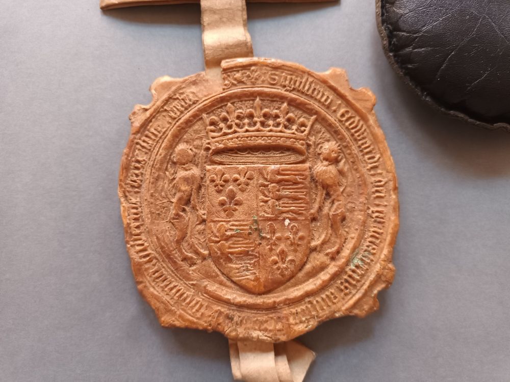 The great seal of Edward IV attached to a royal charter from 1467 granting English legal status to an Irish woman, Sadhbh Kavanagh, at @nlireland.bsky.social