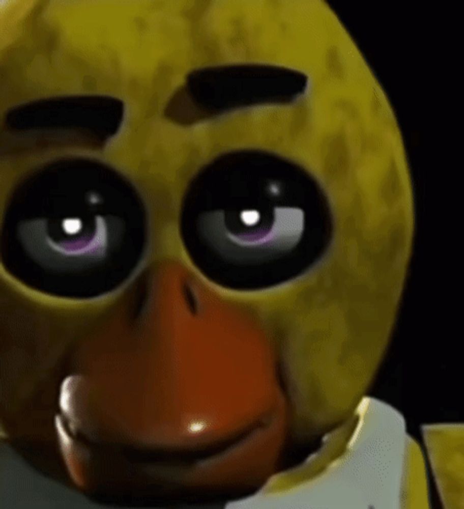 chica the chicken from five nights at freddy 's is a yellow duck with purple eyes .