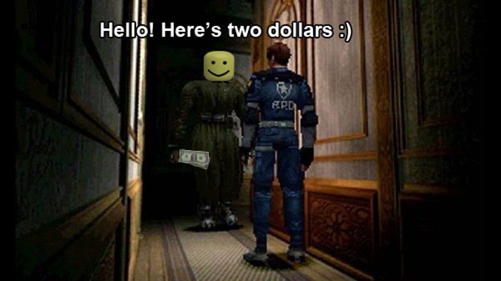 Mr. X encountering Leon to give him two dollars