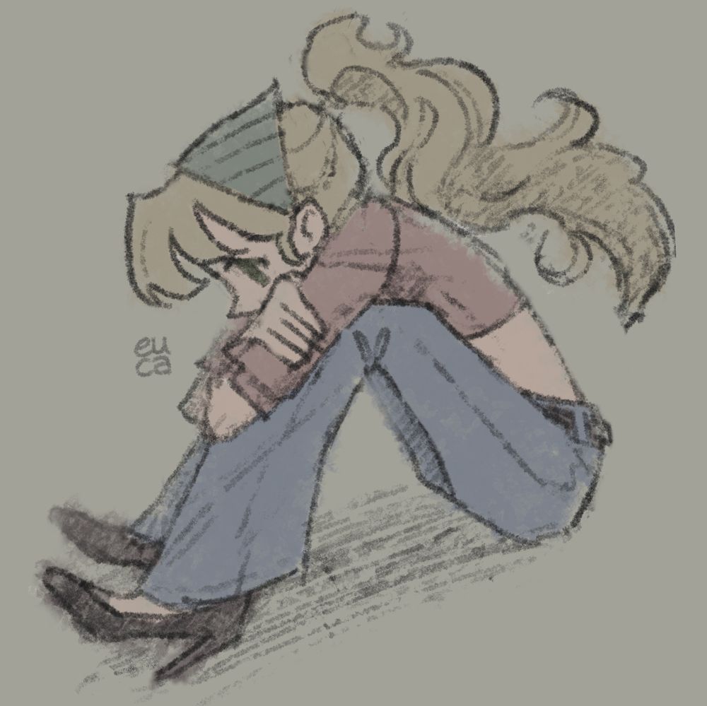 digital sketch of a casual girlie going through it