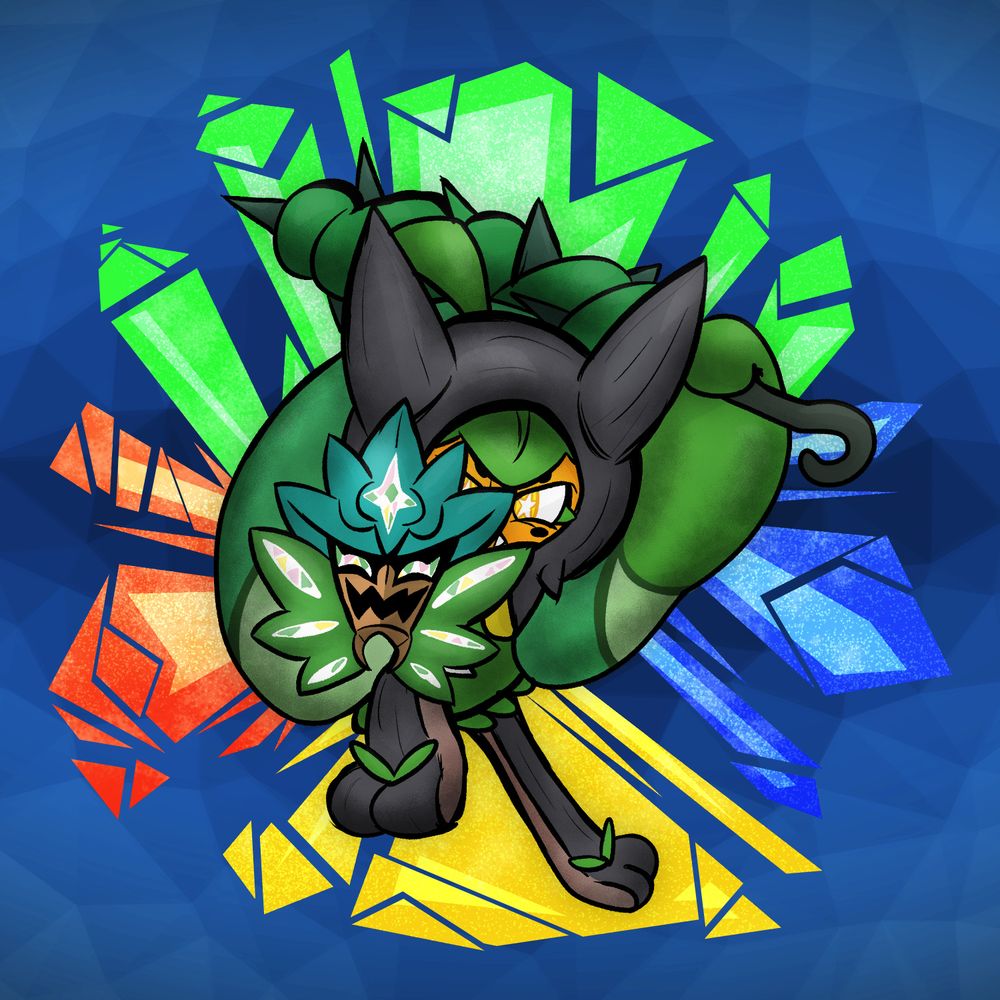 Ogerpon rendered in the style of the art from SiIvagunner's King For Another Day Tournament