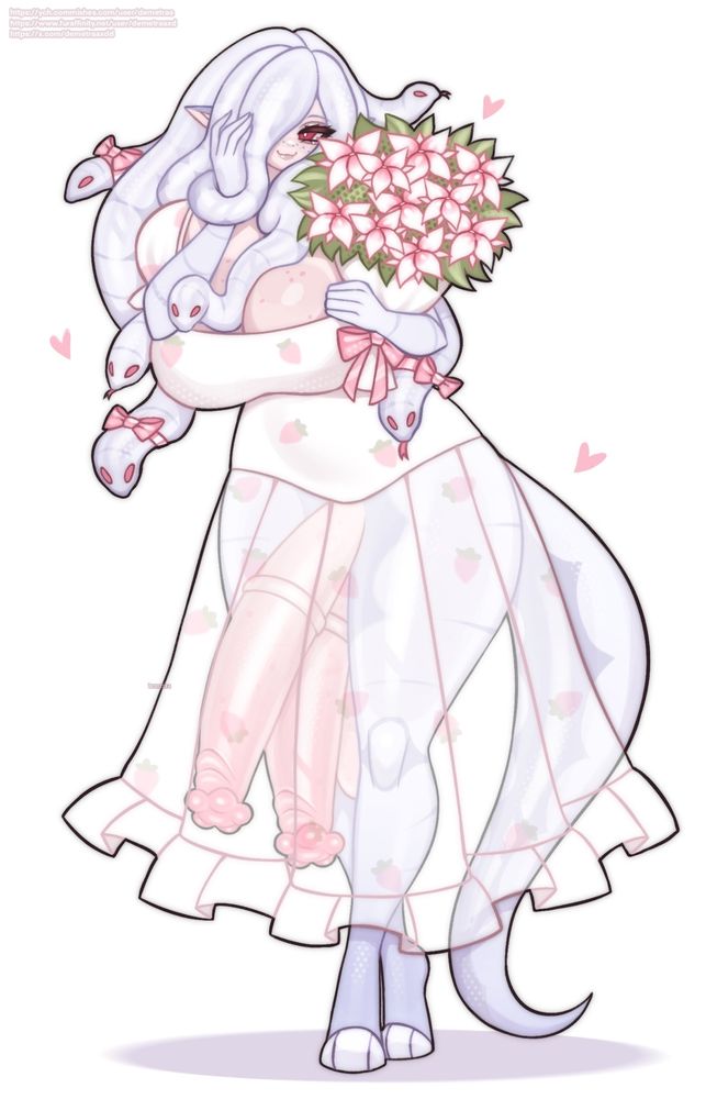 Evelin wearing a Summer Dress, the view was made slightly transparent to see her massive horsecocks