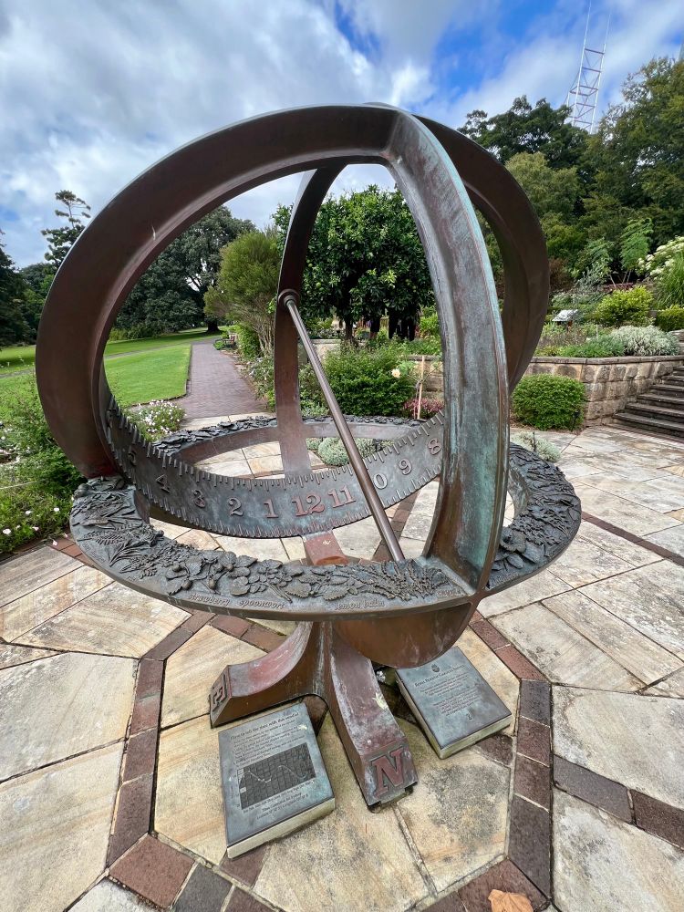 Large armillary sphere with integral sundial 