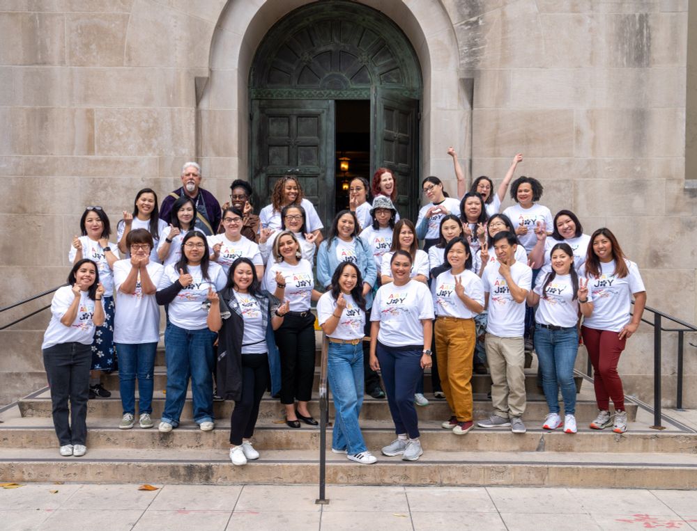 group of staff out in front of the library for aapi joy festival