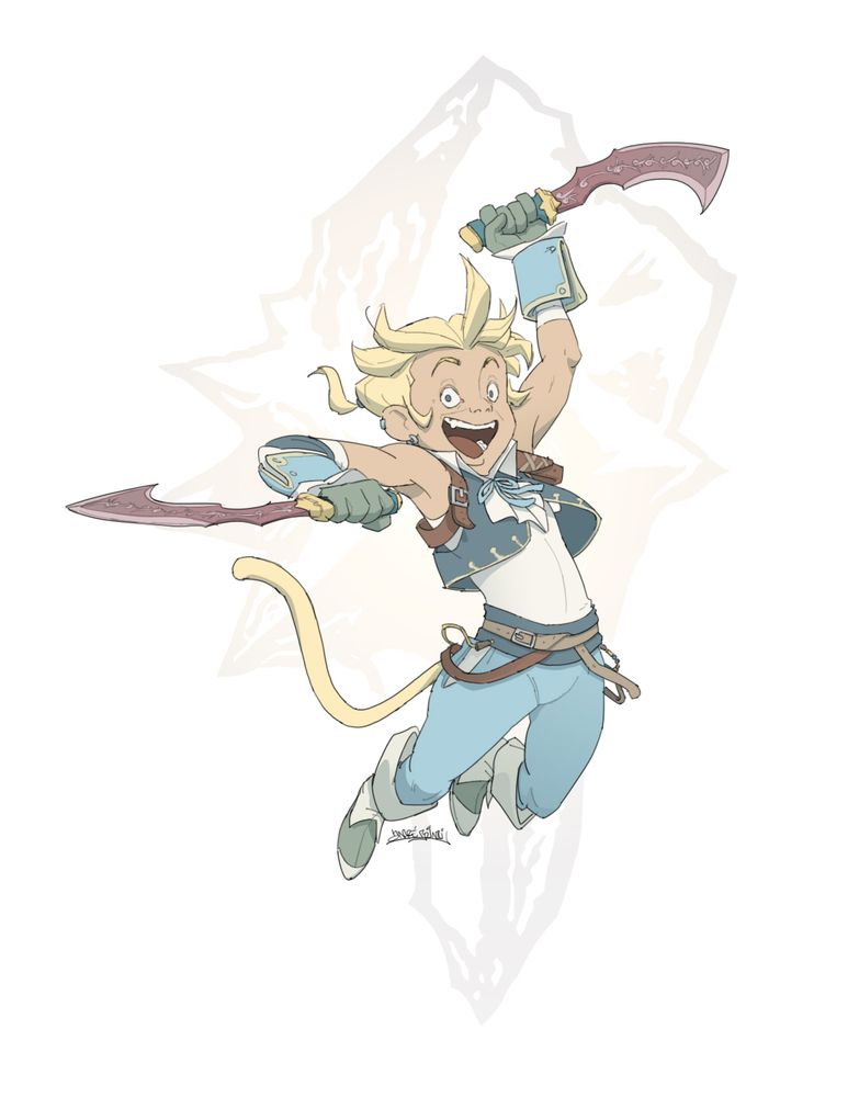 Character illustration of Zidane Tribal from Final Fantasy 9.