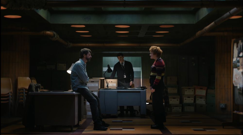 wide shot of Dept. Q 