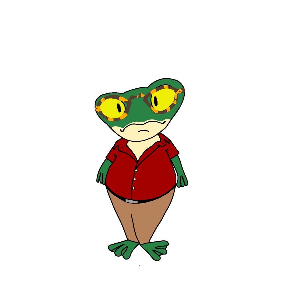 Sapo aposentado com óculos de tartaruga 