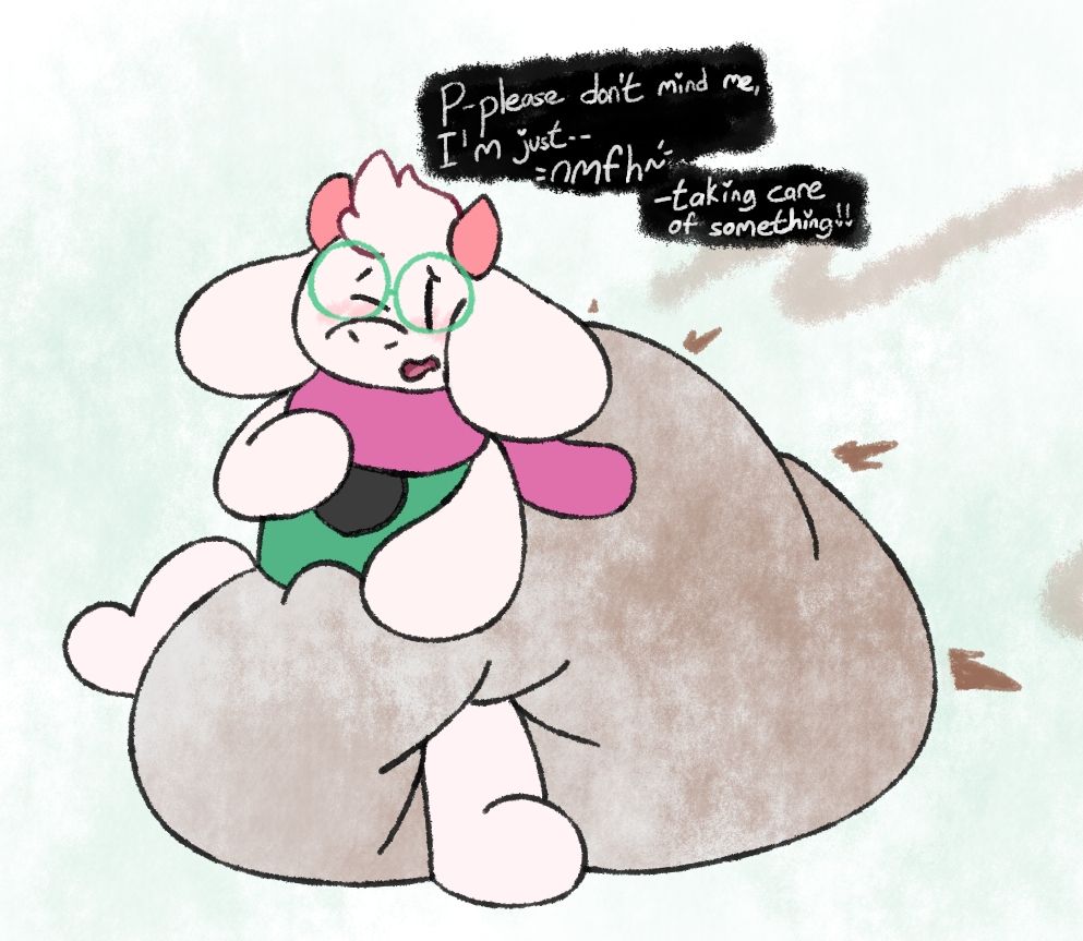 RaIsei filling his diapie quite full! 
"P-please don't mind me, I'm just-- nnfh~ -taking care or something!!