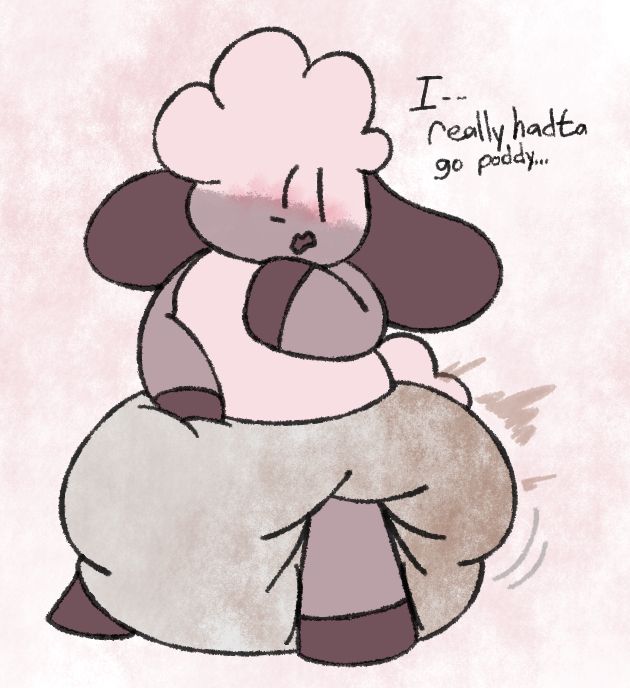 Sheepy in a messed diapie!! "I really hadta go poddy..." she says!