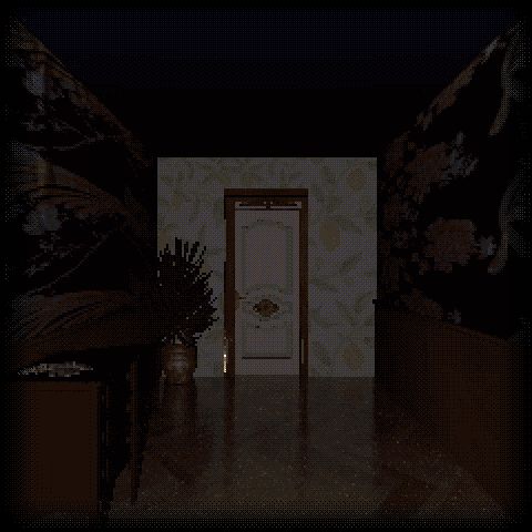 Moving down a hallway, a door opens, and a cloaked phantom appears to walk through the next doorway. Repeat.