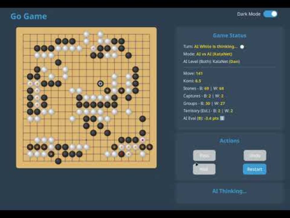 KataNet AI Go Battle! (Dan Level) - Watch Two AIs Play with New Engine Speed!