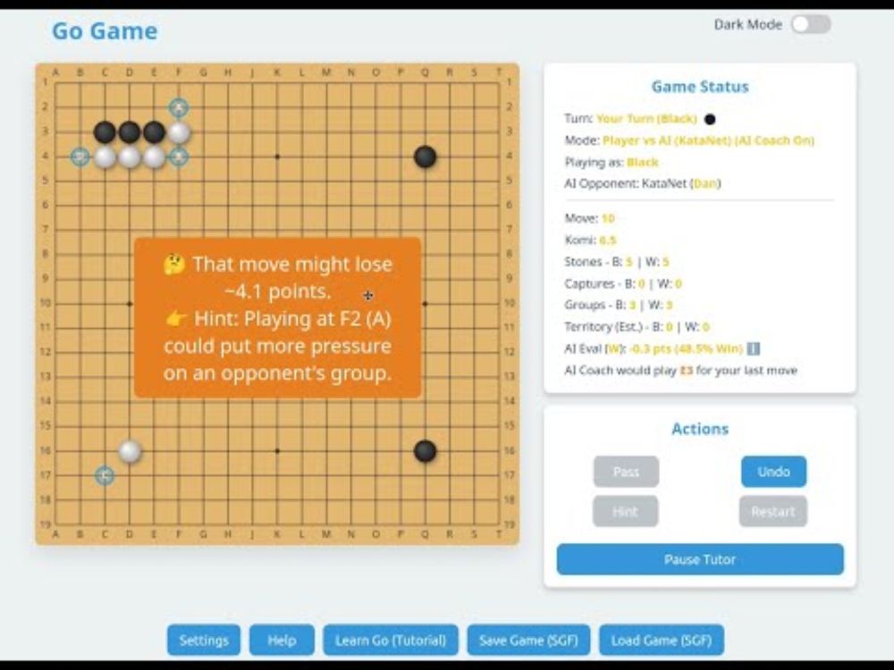 Learn Go Faster with an AI Coach: The KataNet Go Platform Demo