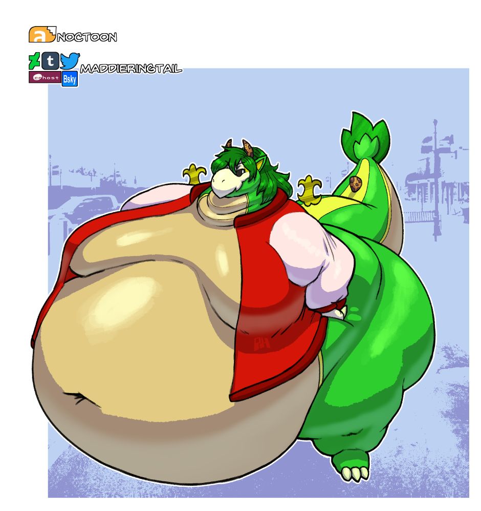 Sneeve, a large cookie skull dragon, is wearing a varsity jacket and putting their hands on their hips with a smug grin