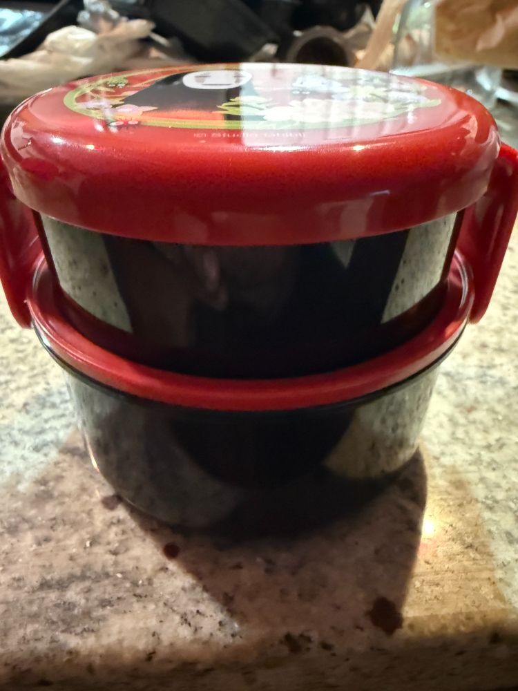 My cool new Spirited Away bento box, fully assembled and viewed from the side.