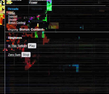 Screenshot of the homepage at www.anotherversionofthetruth.xyz/directory, including 2 ringtones, In This Twilight and Zero Sum