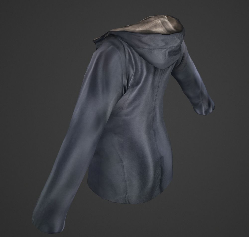 3d model of blue raincoat