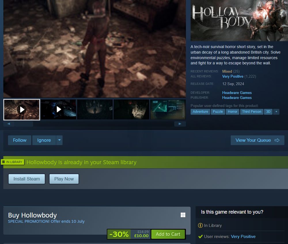 Hollowbody Steam page