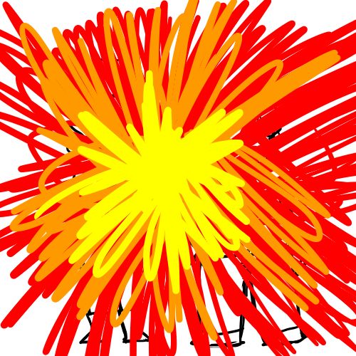 A crudely drawn explosion overlaid the previous picture. Death fire boom very bad

