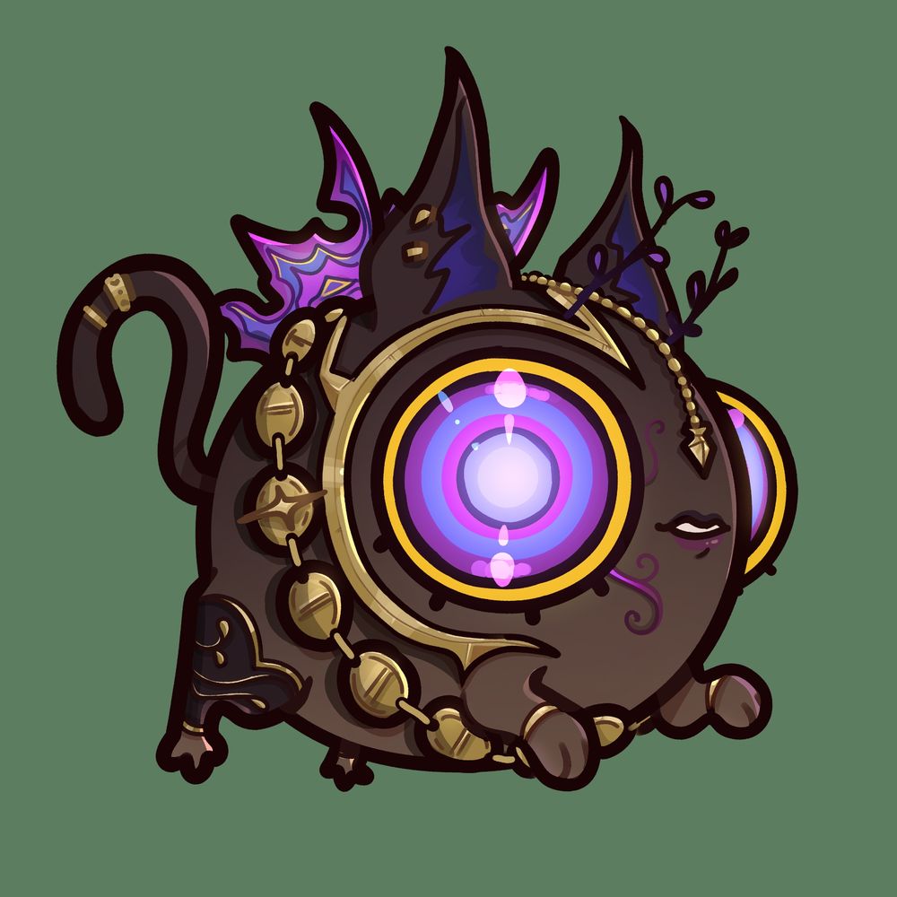 had a lotta fun getting trying to fit in the many trinkets from ViciousJay_Art's character sheets of Azizah~

Super cool Eldritch Mimic design for sure!