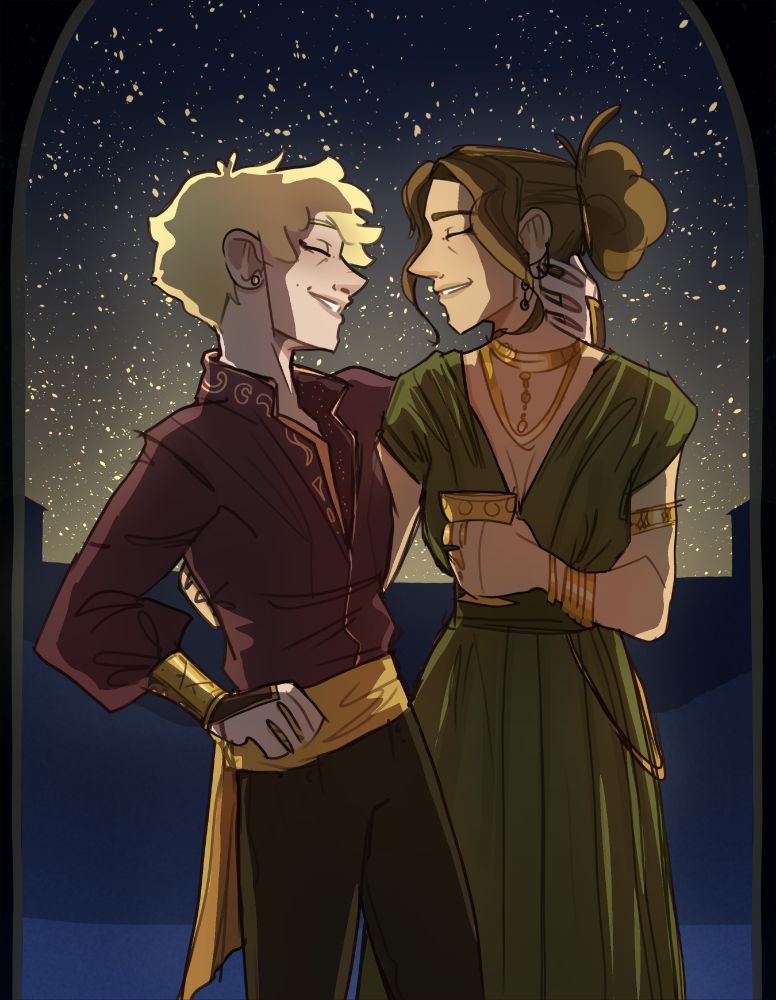 Annette (left), Fern (right)

pretty happy with the outfit types for them both, Annette isnt really a dress gal', but shes got some flair with gold accents and warm colours.
Meanwhile Fern goes for an elegant chill vibe~