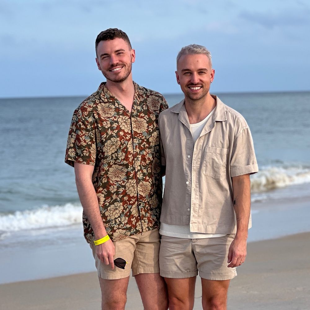 max and me on a beach, the ocean behind us