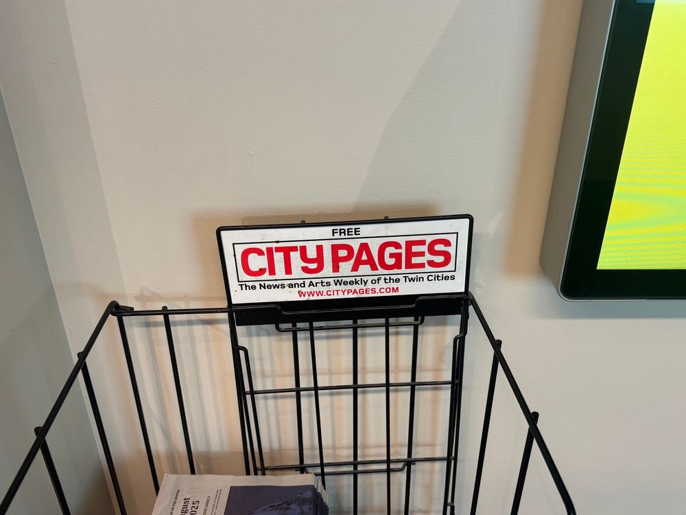 News rack with: 
FREE
CITY PAGES
The News and Arts Weekly of the Twin Cities