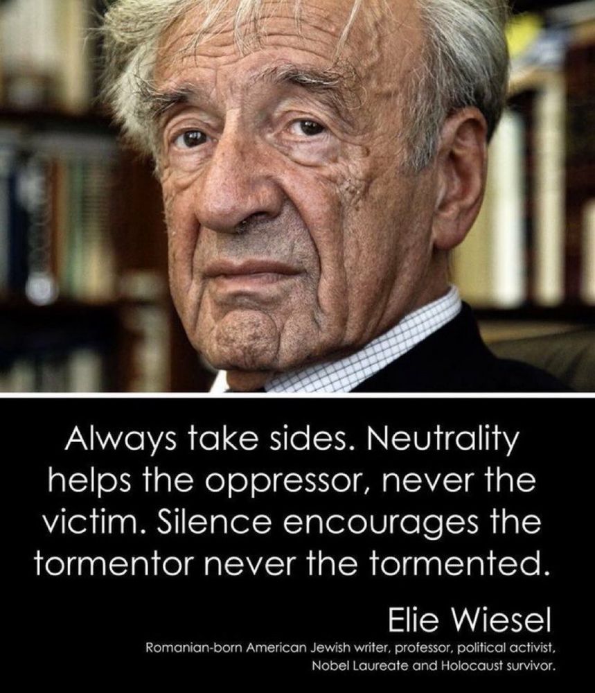 Quote by Ellie Wiesel - “Always take sides. Neutrality helps the oppressor, never the victim. Silence encourages the tormentor, never the tormented.”
