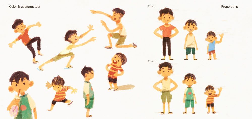 character design by ikku nala, depicting three brothers, for a picture book project