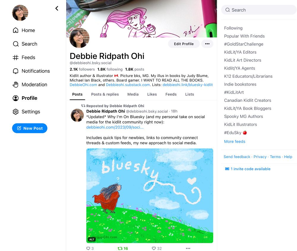 Screenshot of Debbie's Bluesky profile