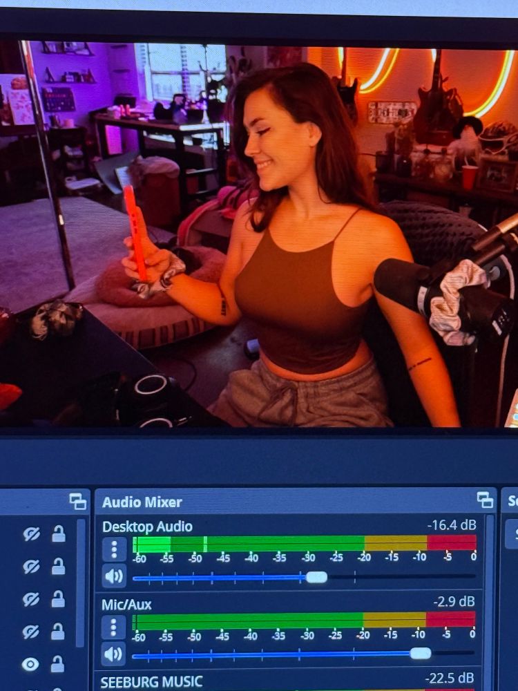 Me taking a photo of my OBS screen showing me