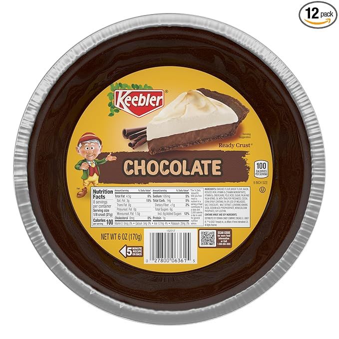 A color photo, from above, of a Keebler Ready Crust 9-Inch Chocolate Pie Crusts.