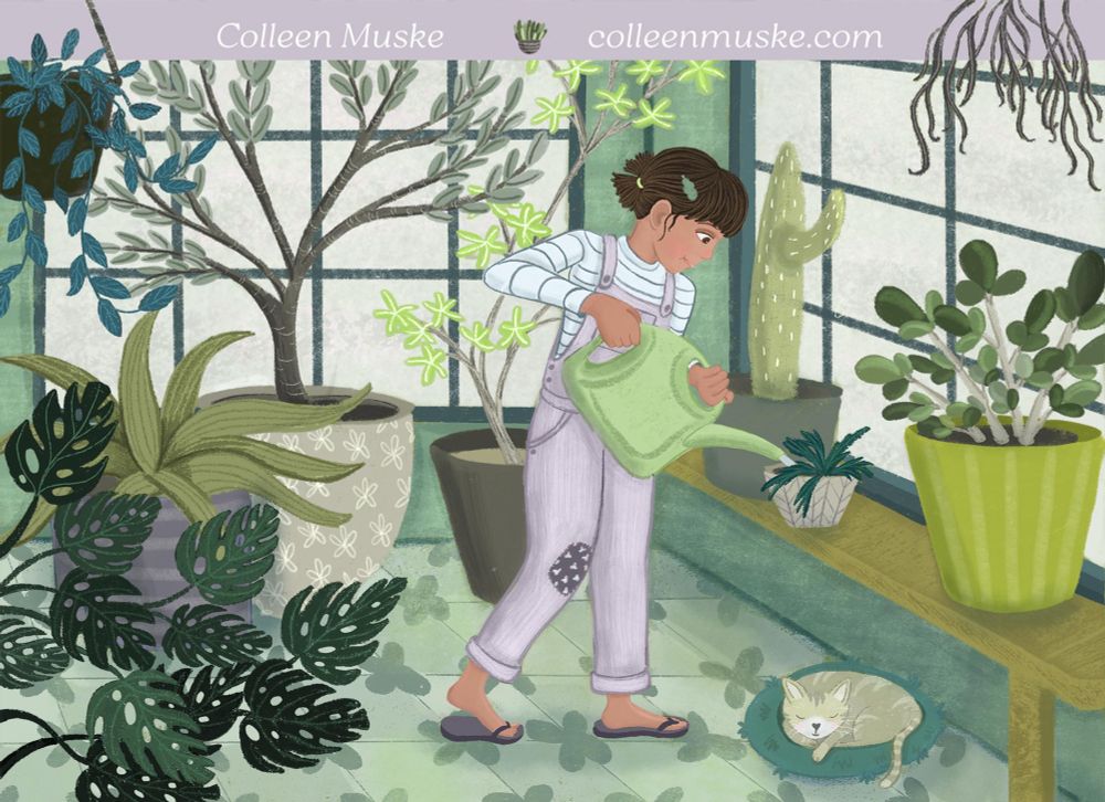 A girl in her greenhouse