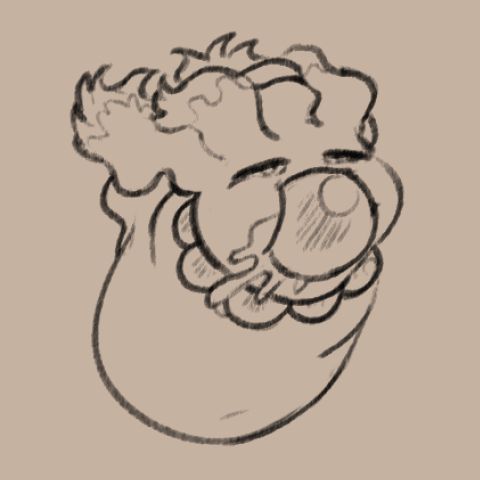 A fat Misdreavus eating a big grape, which is obviously what her necklace is made out of.