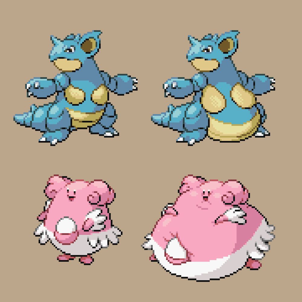 From top to bottom: Nidoqueen & Blissey, packing on some pounds.