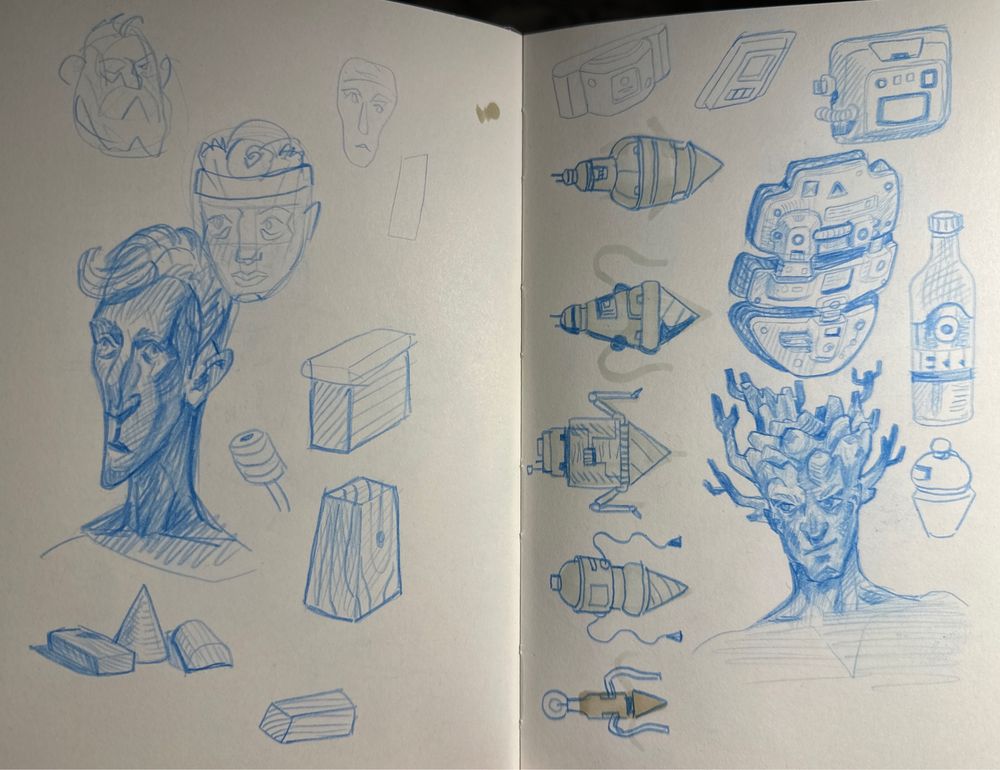 The artist has scribbled some faces and design 