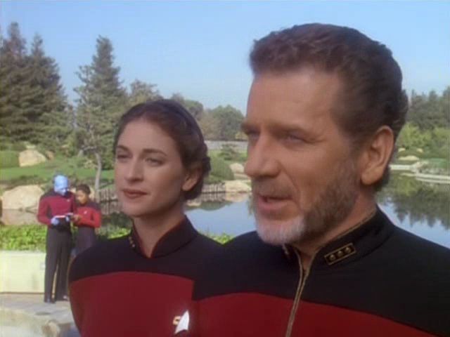 A couple of corrupt Starfleet officers, plotting to destabilize the power grid in order to declare marshall law and take over Earth. 