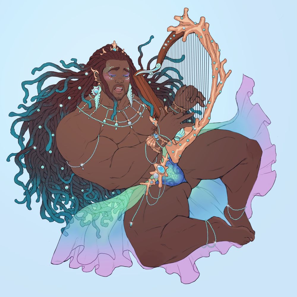 Gorgeous and alluring. Prince Iridon's melodious singing is one of his many attributes and an indispensable gift that is vital for his party's success in battle. 🪸 🐚 🦪