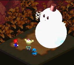 Mallow using Snowy in Super Mario RPG (SNES).