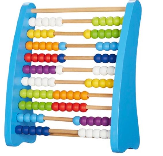 Blauw telraam met gekleurde kralen