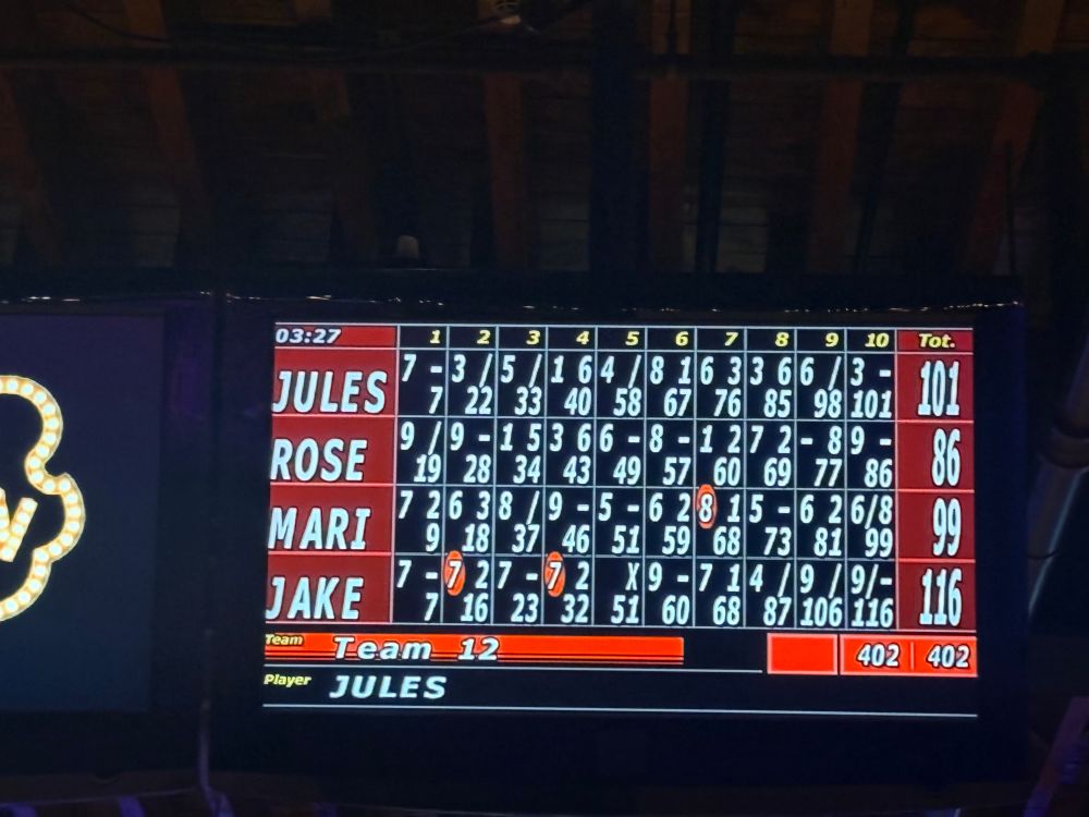 Bowling game that I didn’t win but I did break 100