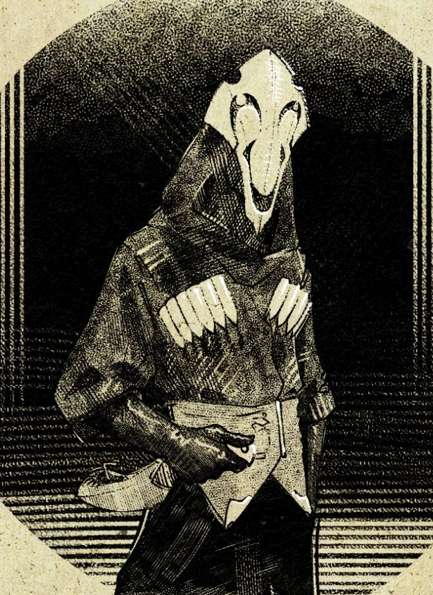 A Portrait of a masked, black-garbed figure.